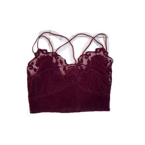 Free People Maroon Velvet top